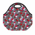 Rose Branch Skull Pattern Print Neoprene Lunch Bag
