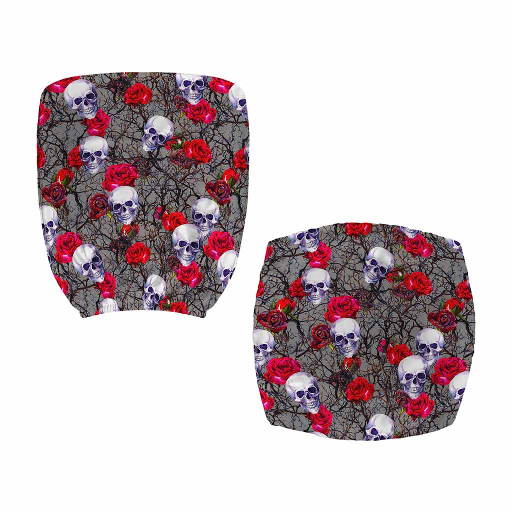 Rose Branch Skull Pattern Print Office Chair Cover