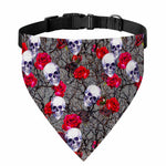 Rose Branch Skull Pattern Print Over The Collar Dog Bandana