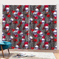 Rose Branch Skull Pattern Print Pencil Pleat Curtains