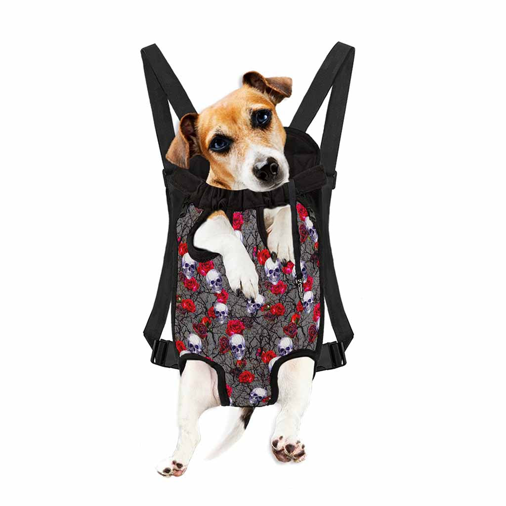 Rose Branch Skull Pattern Print Pet Carrier Backpack
