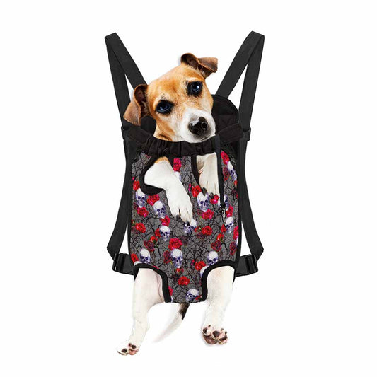 Rose Branch Skull Pattern Print Pet Carrier Backpack