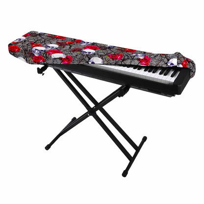 Rose Branch Skull Pattern Print Piano Keyboard Cover