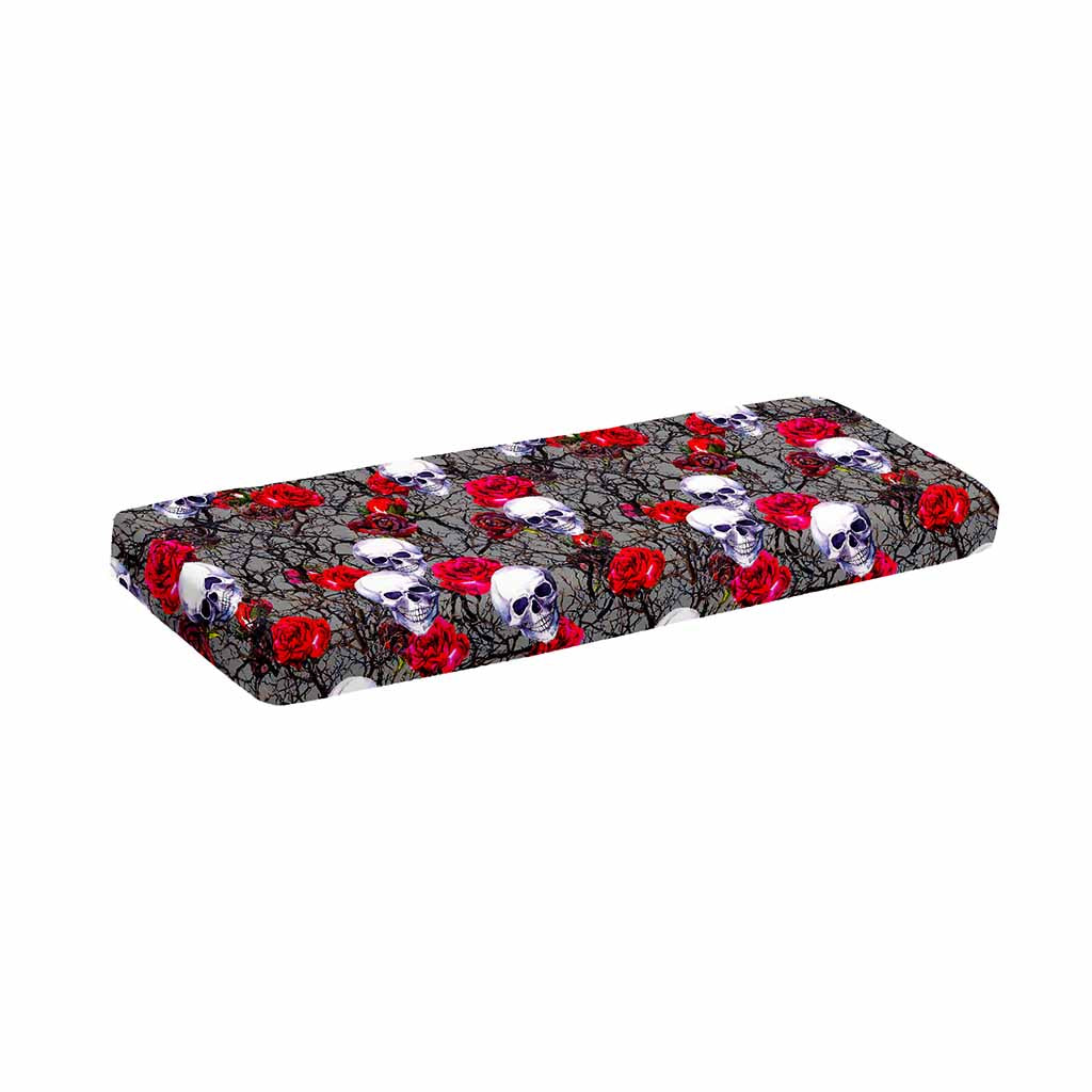 Rose Branch Skull Pattern Print Piano Keyboard Cover