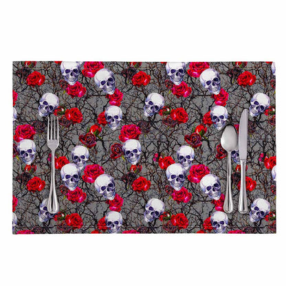 Rose Branch Skull Pattern Print Placemat
