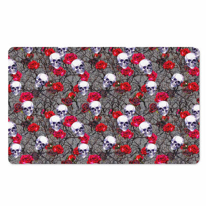 Rose Branch Skull Pattern Print Polyester Doormat
