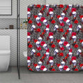Rose Branch Skull Pattern Print Polyester Shower Curtain