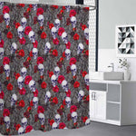 Rose Branch Skull Pattern Print Premium Shower Curtain