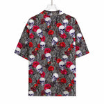 Rose Branch Skull Pattern Print Rayon Hawaiian Shirt