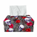 Rose Branch Skull Pattern Print Rectangle Tissue Box Cover