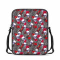 Rose Branch Skull Pattern Print Rectangular Crossbody Bag
