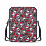 Rose Branch Skull Pattern Print Rectangular Crossbody Bag