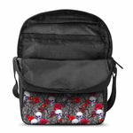 Rose Branch Skull Pattern Print Rectangular Crossbody Bag