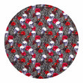 Rose Branch Skull Pattern Print Round Blanket