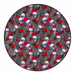 Rose Branch Skull Pattern Print Round Floor Mat