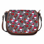 Rose Branch Skull Pattern Print Saddle Bag