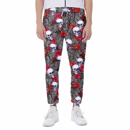 Rose Branch Skull Pattern Print Scuba Joggers