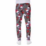 Rose Branch Skull Pattern Print Scuba Joggers