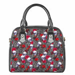 Rose Branch Skull Pattern Print Shoulder Handbag