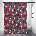 Rose Branch Skull Pattern Print Shower Curtain