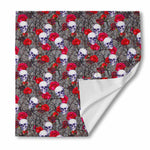 Rose Branch Skull Pattern Print Silk Bandana