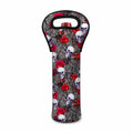 Rose Branch Skull Pattern Print Single Neoprene Wine Tote