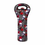 Rose Branch Skull Pattern Print Single Neoprene Wine Tote