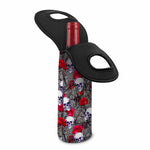 Rose Branch Skull Pattern Print Single Neoprene Wine Tote