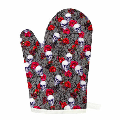 Rose Branch Skull Pattern Print Single Oven Mitt