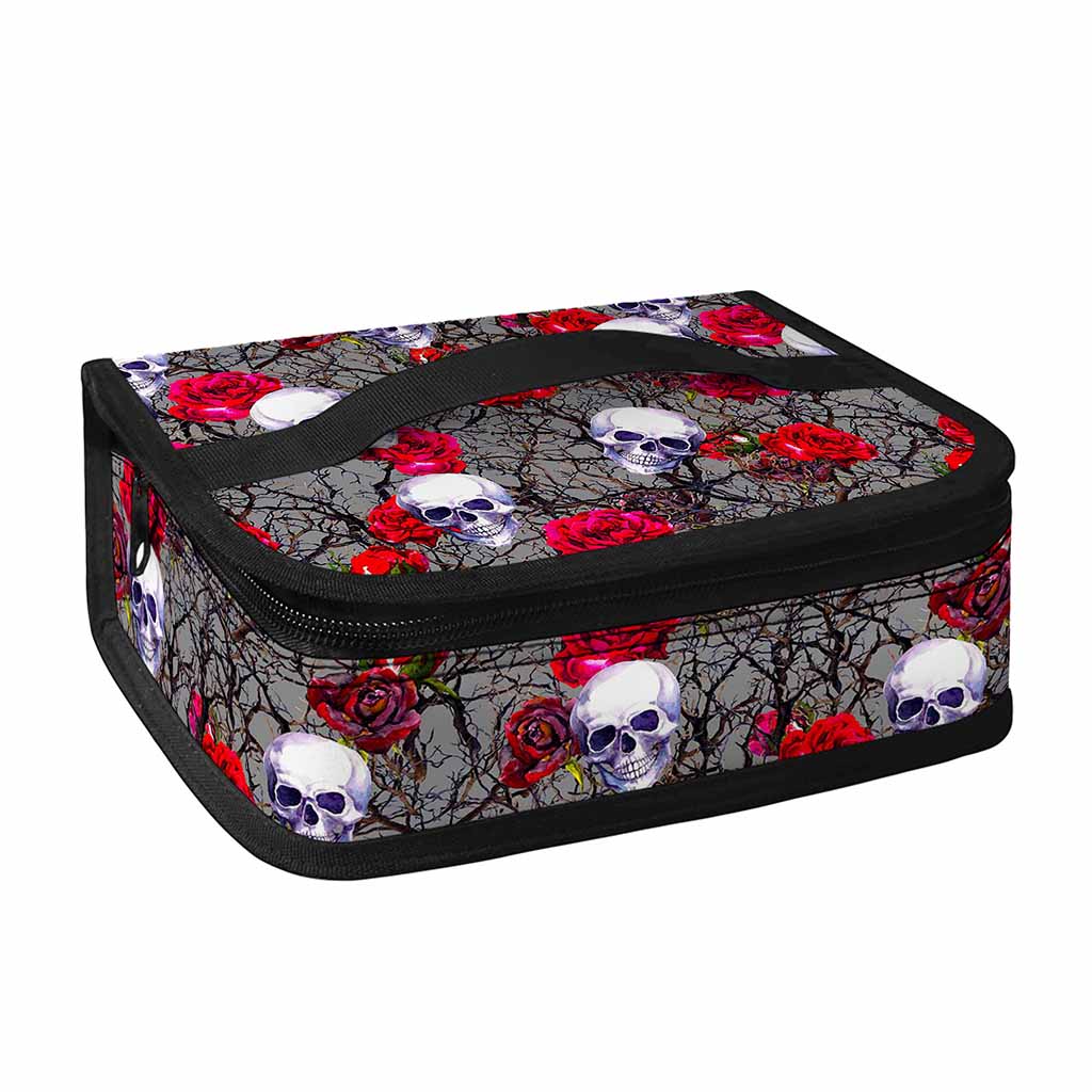 Rose Branch Skull Pattern Print Small Lunch Bag