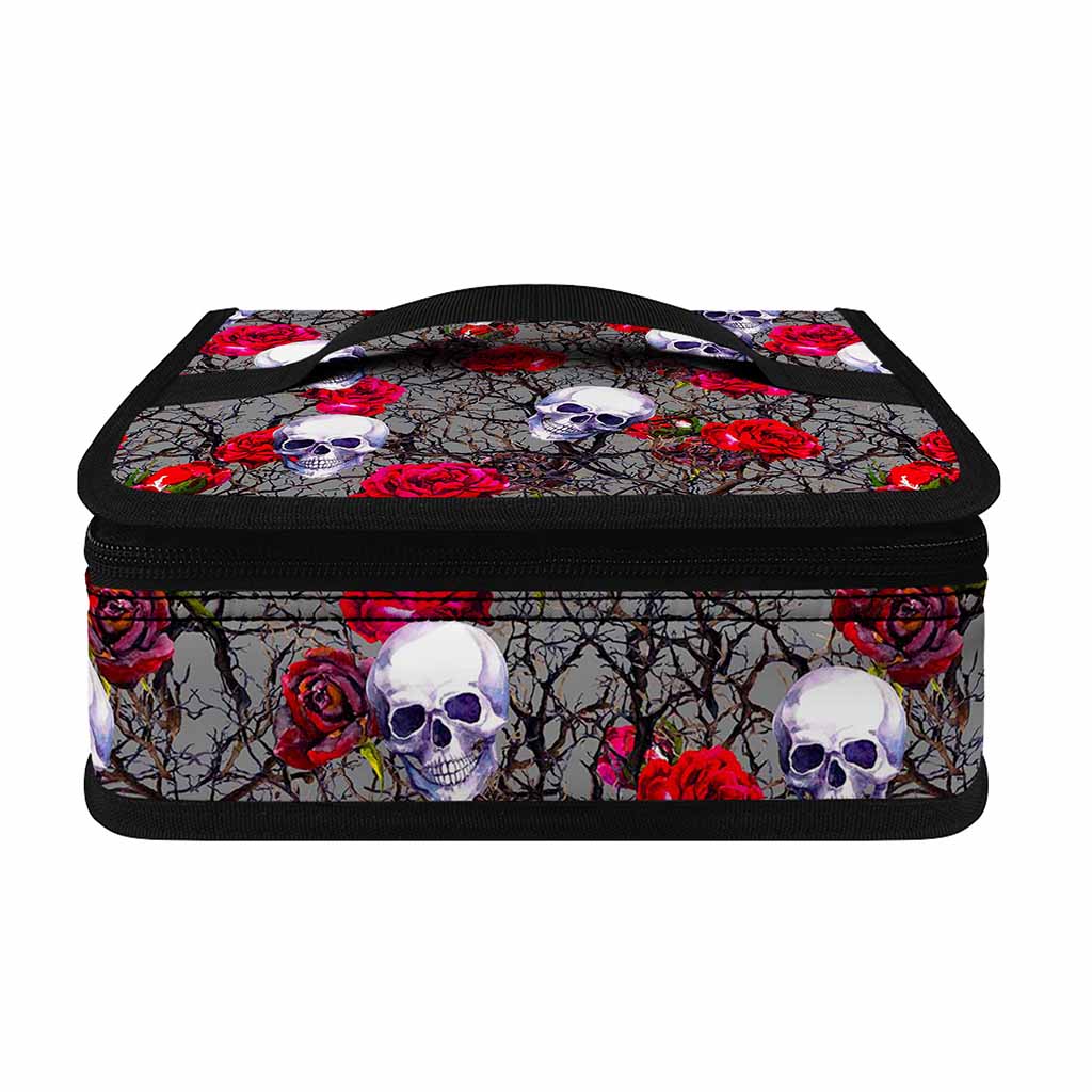 Rose Branch Skull Pattern Print Small Lunch Bag