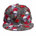 Rose Branch Skull Pattern Print Snapback Cap