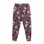 Rose Branch Skull Pattern Print Sweatpants