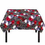 Rose Branch Skull Pattern Print Tablecloth