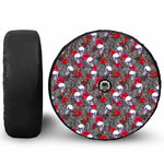 Rose Branch Skull Pattern Print Tire Cover With Camera Hole