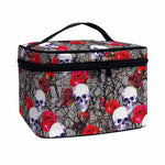 Rose Branch Skull Pattern Print Travel Makeup Bag