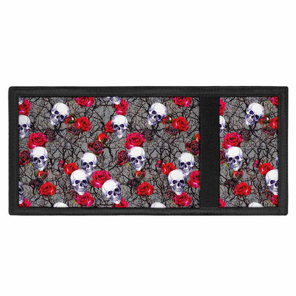 Rose Branch Skull Pattern Print Trifold Wallet
