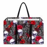 Rose Branch Skull Pattern Print Utility Tote Bag
