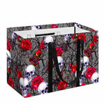 Rose Branch Skull Pattern Print Utility Tote Bag