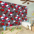 Rose Branch Skull Pattern Print Wall Sticker