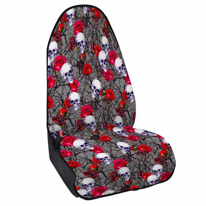 Rose Branch Skull Pattern Print Waterproof Car Seat Cover