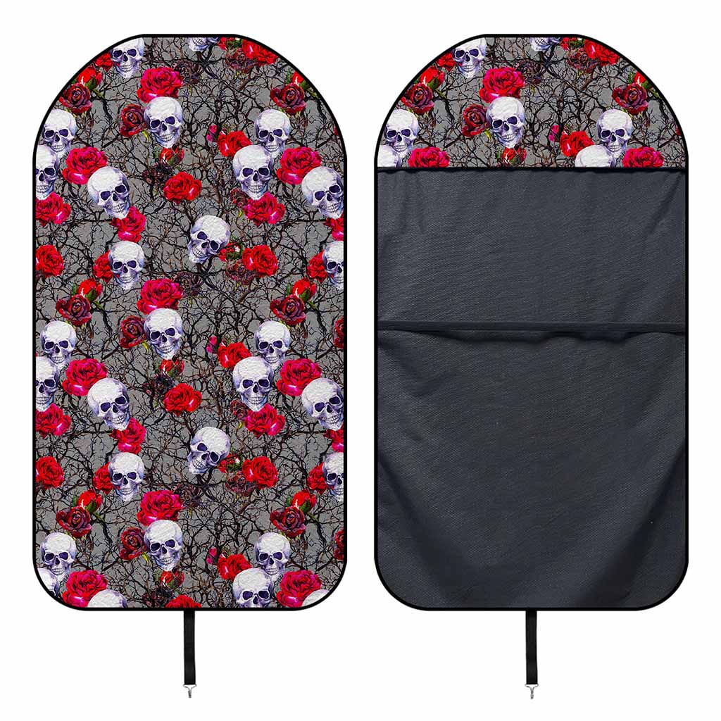 Rose Branch Skull Pattern Print Waterproof Car Seat Cover
