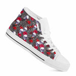 Rose Branch Skull Pattern Print White High Top Sneakers