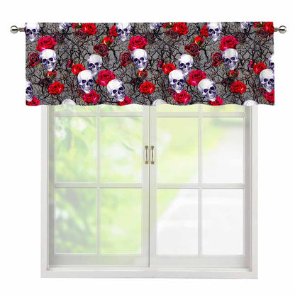 Rose Branch Skull Pattern Print Window Valance