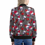 Rose Branch Skull Pattern Print Women's Bomber Jacket