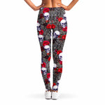 Rose Branch Skull Pattern Print Women's Leggings