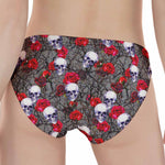 Rose Branch Skull Pattern Print Women's Panties