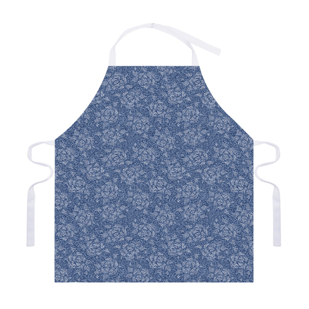 Rose Denim Jeans Pattern Print Adjustable Apron