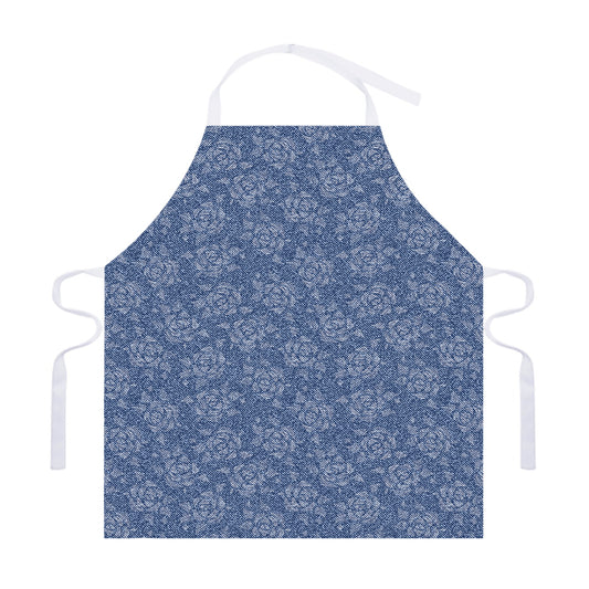 Rose Denim Jeans Pattern Print Adjustable Apron