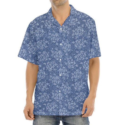 Rose Denim Jeans Pattern Print Aloha Shirt